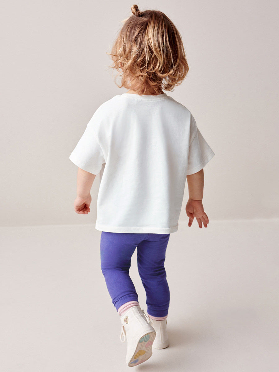 Summer Baby Kids Princess Cartoon Pattern T-shirt and Shorts Clothing Set for Girls